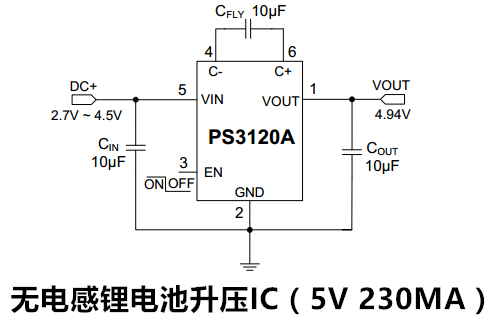 PS3120-1 無電感鋰電池升壓IC(5V 230MA)PS3120A
