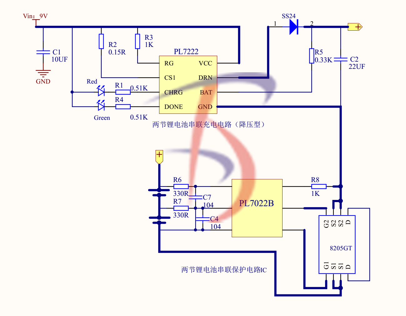 兩節(jié)鋰電池充電芯片，電池管理繫統(tǒng)，外圍簡單