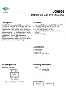 JD6608 協(xié)議控製IC USB-PD 3.0與PPS控製器 