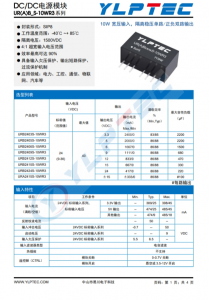 URB2412S-10WR3  DC-DC 輸入電壓9V~36V 輸出電壓12V輸出功率10W833mA