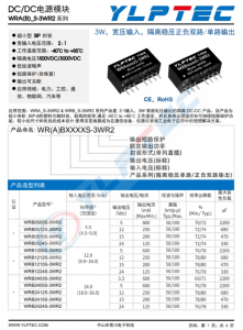 WRB2405S-3WR2  DC-DC 輸入電壓18V~36V 輸出電壓5V輸出