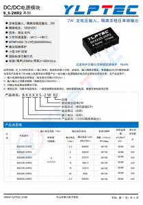 B1205S-2WR2  DC-DC 輸入電壓10.8V~13.2V 輸出電壓5V輸出