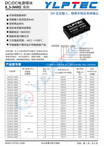 B2405S-3WR2  輸入電壓21.6V~26.4V 輸出電壓5V輸出功率3W600mA 