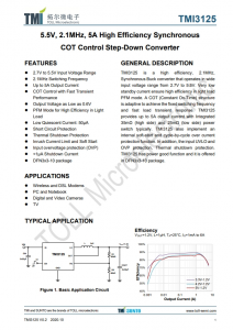 TMI3125  5.5V、2.1MHz、5A高效衕步 COT控製降壓轉(zhuǎn)換器